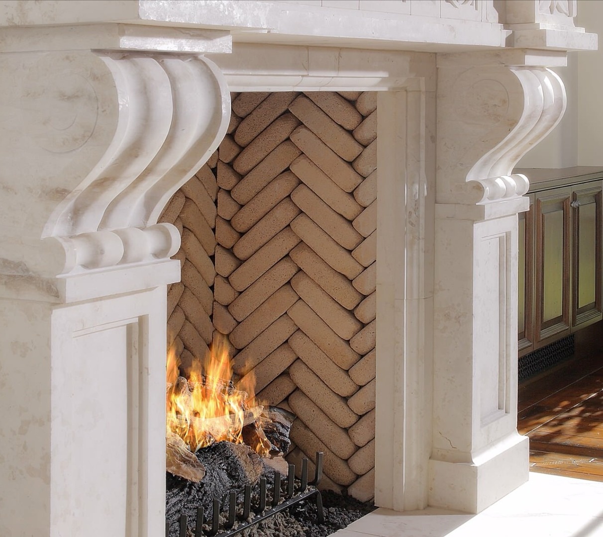 Stone fireplace