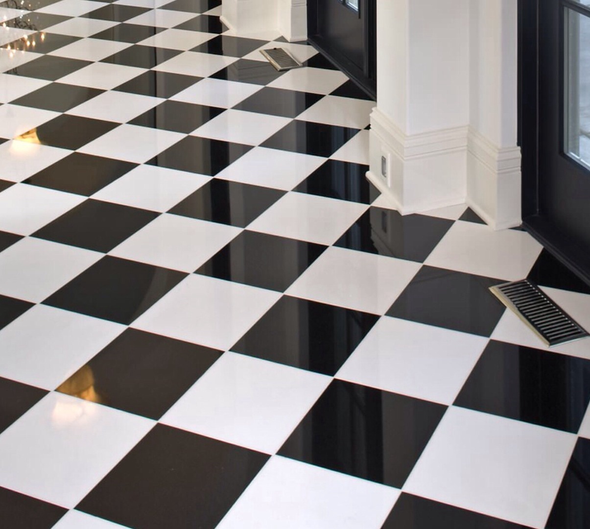 Black and white tile floor