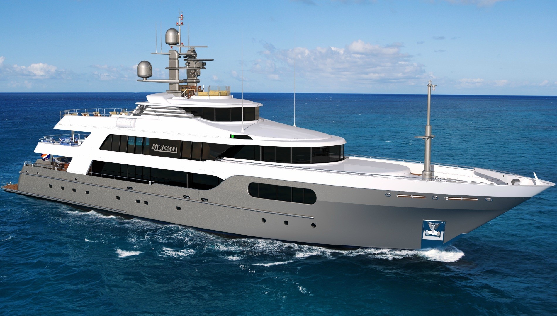 Luxury mega yacht with stone finishes